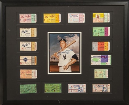 Mickey Mantle World Series Home Run Ticket Framed Collage (All 16 Tickets) with Signed Photo – Full JSA 